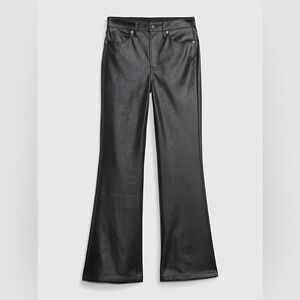 High Rise Black Vegan Leather '70s Flare Pants. Size 26 Long/Size 2 Long
